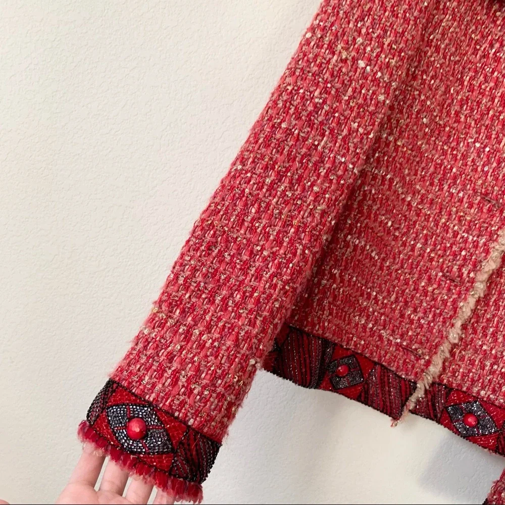 NWOT Blumarine beaded tweed jacket